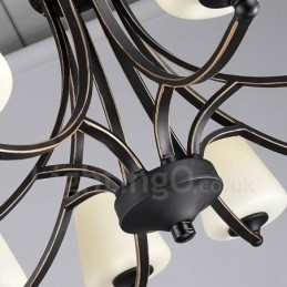 Lampadario rustico in metallo Rustic Lodge a 8 luci con LED integrato 80x40 cm