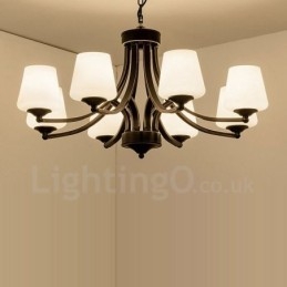 Lampadario rustico in metallo Rustic Lodge a 8 luci con LED integrato 80x40 cm