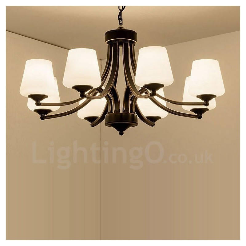 Lampadario rustico in metallo Rustic Lodge a 8 luci con LED integrato 80x40 cm