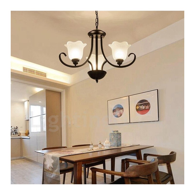 Lampadario rustico Lodge in metallo con LED integrato a 3 luci 56 x 43 cm