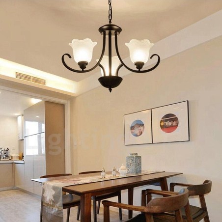 Lampadario rustico Lodge in metallo con LED integrato a 3 luci 56 x 43 cm