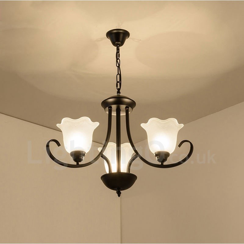 Lampadario rustico Lodge in metallo con LED integrato a 3 luci 56 x 43 cm