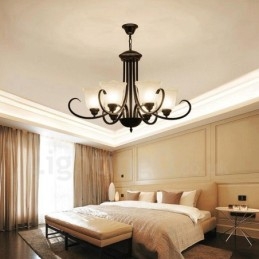 Lampadario rustico Lodge in metallo con LED integrato a 6 luci 70 x 50 cm
