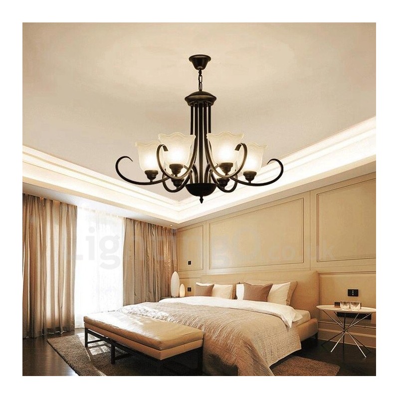 Lampadario rustico Lodge in metallo con LED integrato a 6 luci 70 x 50 cm