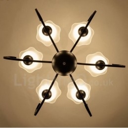 Lampadario rustico Lodge in metallo con LED integrato a 6 luci 70 x 50 cm