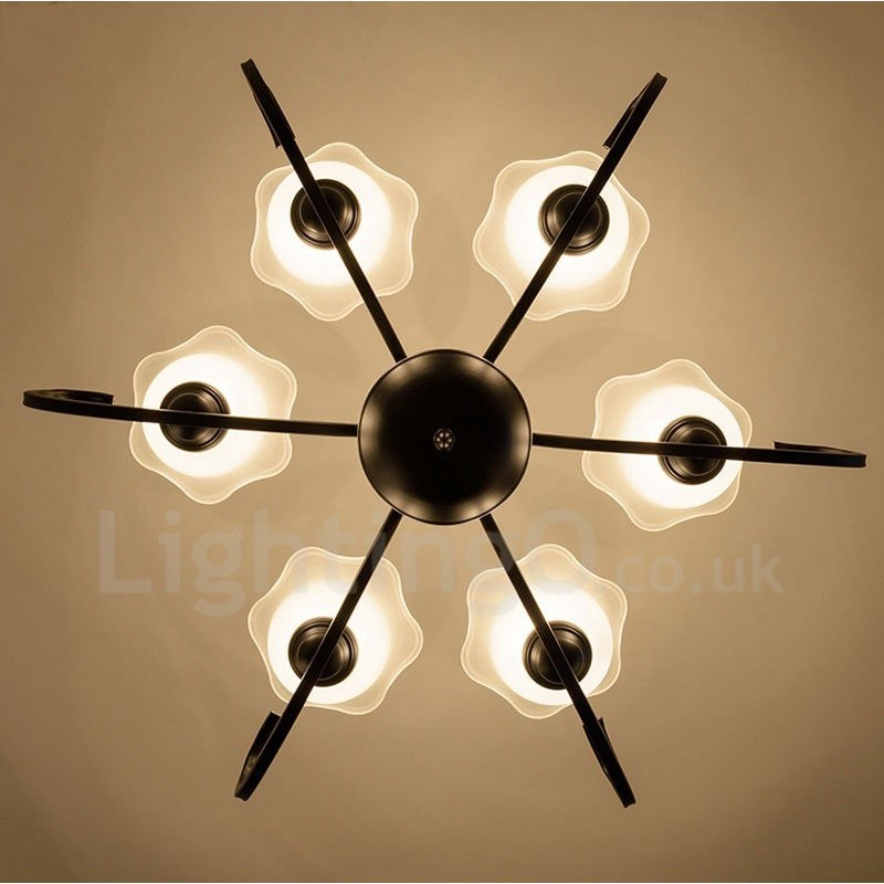 Lampadario rustico Lodge in metallo con LED integrato a 6 luci 70 x 50 cm