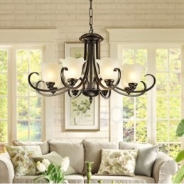 Lampadario rustico Lodge in metallo con LED integrato 8 luci 82 x 53 cm