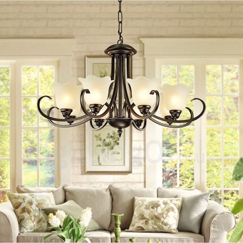 Lampadario rustico Lodge in metallo con LED integrato 8 luci 82 x 53 cm