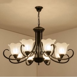 Lampadario rustico Lodge in metallo con LED integrato 8 luci 82 x 53 cm