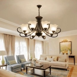 Lampadario rustico Lodge in metallo con LED integrato 8 luci 82 x 53 cm