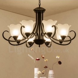 Lampadario rustico Lodge in metallo con LED integrato 8 luci 82 x 53 cm