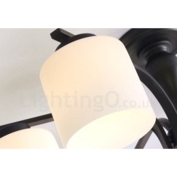 Lampadario country in metallo a 5 luci con paralumi in vetro
