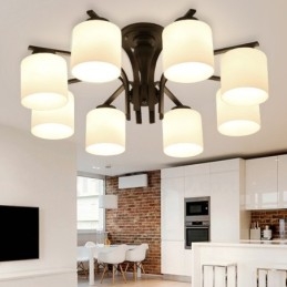Lampadario Country in metallo e vetro a 8 luci E27 90 x 31 mm