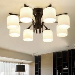 Lampadario Country in metallo e vetro a 8 luci E27 90 x 31 mm