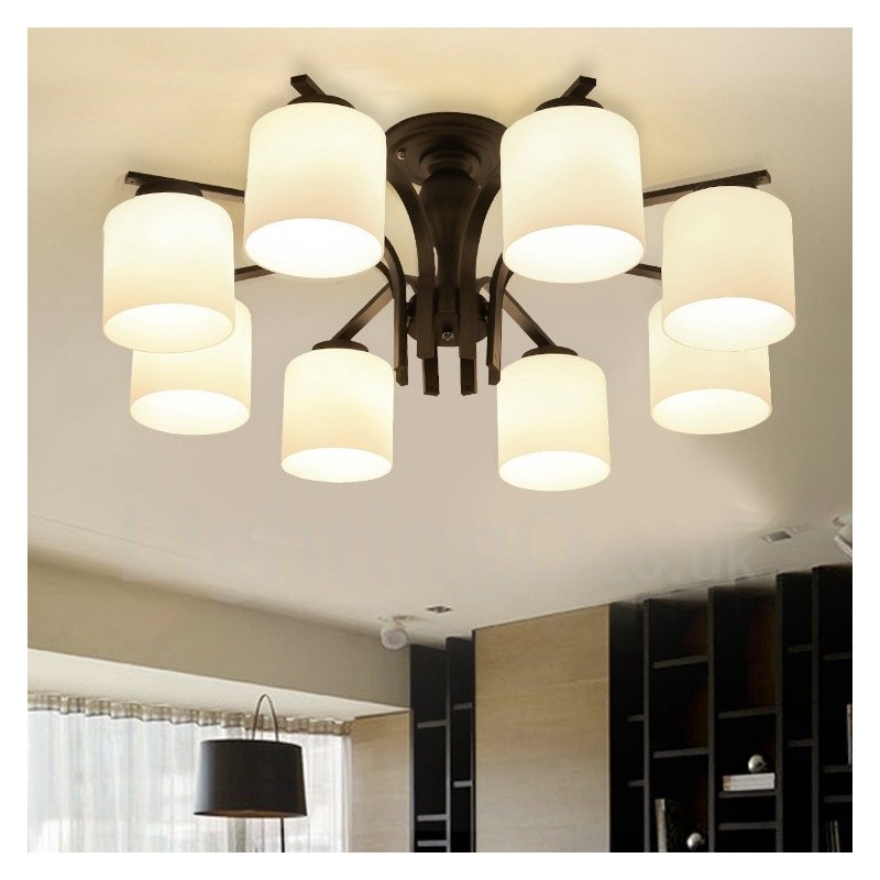 Lampadario Country in metallo e vetro a 8 luci E27 90 x 31 mm