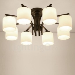 Lampadario Country in metallo e vetro a 8 luci E27 90 x 31 mm