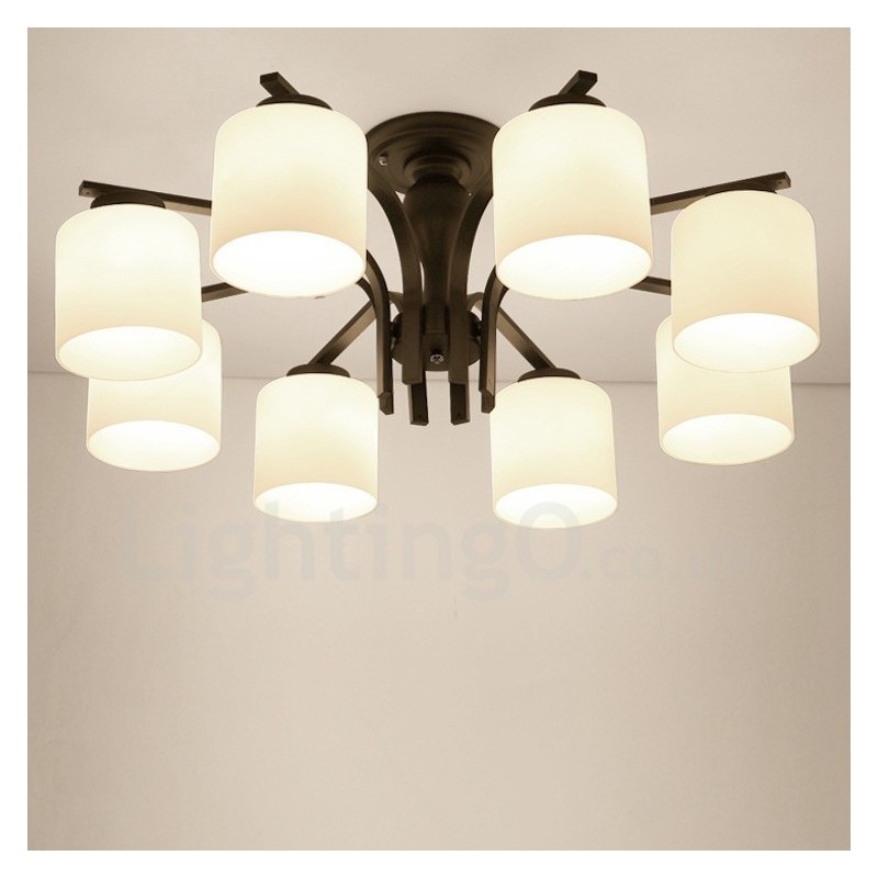Lampadario Country in metallo e vetro a 8 luci E27 90 x 31 mm