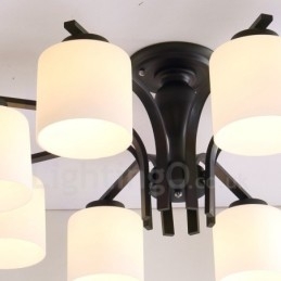 Lampadario Country in metallo e vetro a 8 luci E27 90 x 31 mm
