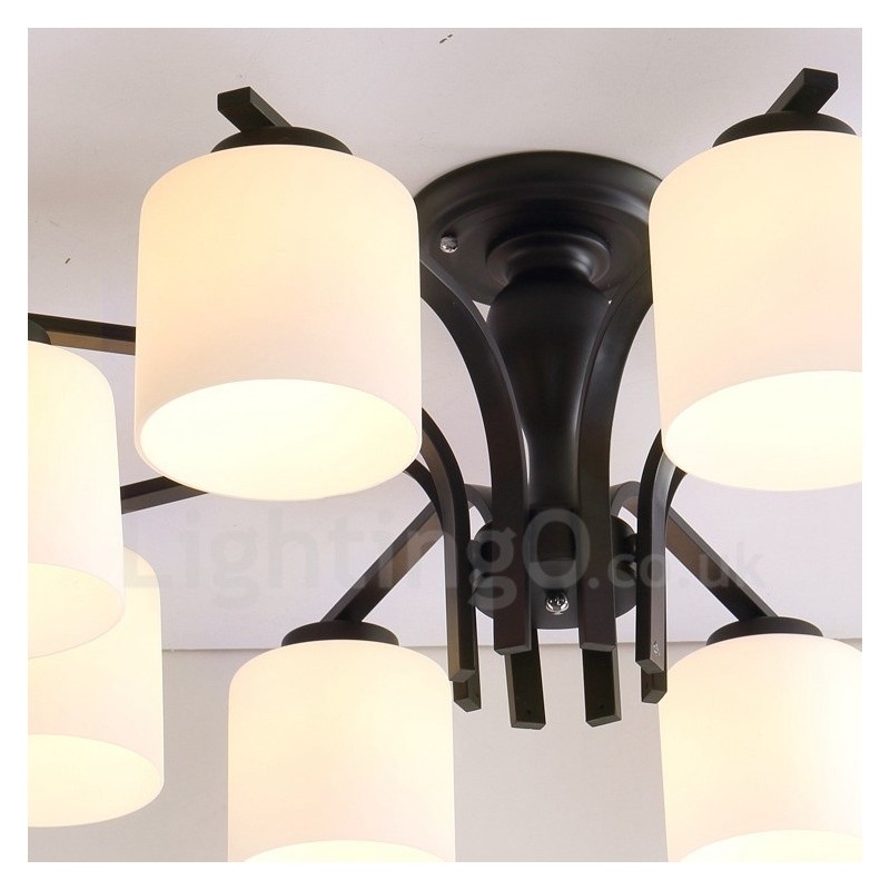 Lampadario Country in metallo e vetro a 8 luci E27 90 x 31 mm