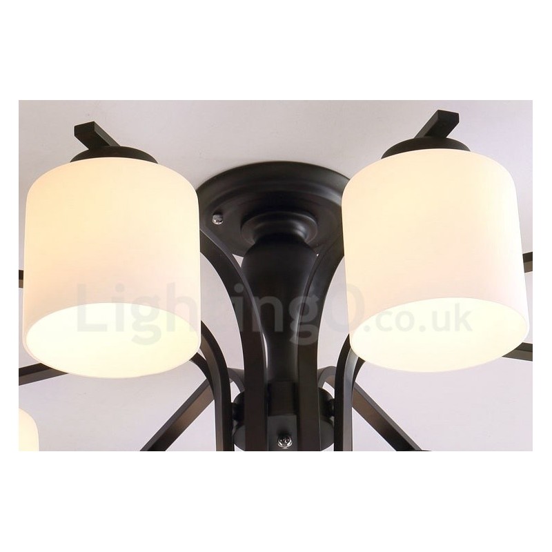 Lampadario Country in metallo e vetro a 8 luci E27 90 x 31 mm