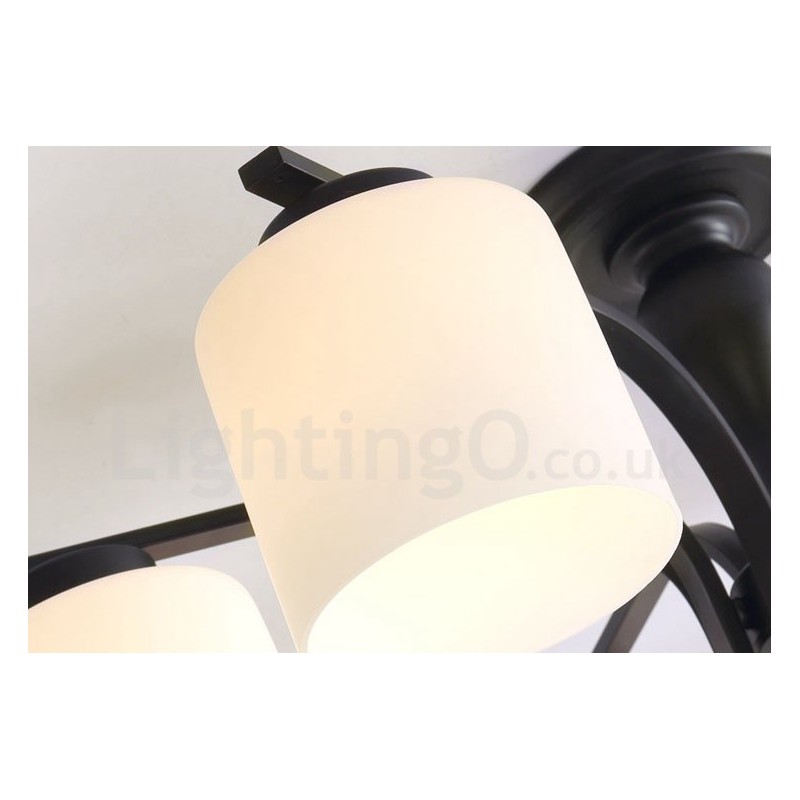 Lampadario Country in metallo e vetro a 8 luci E27 90 x 31 mm