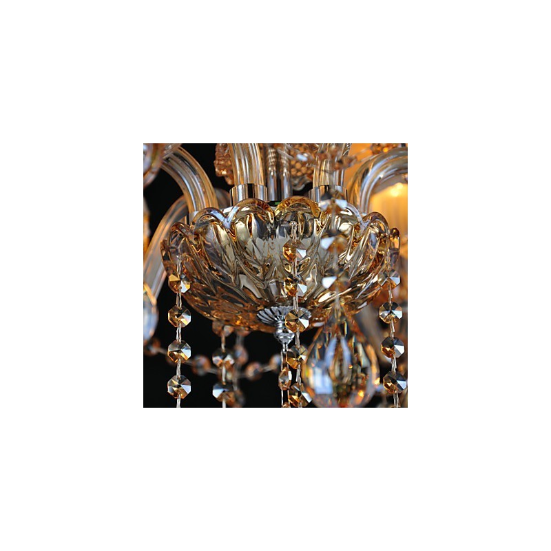 Lampadario classico in cristallo e vetro a 6 luci