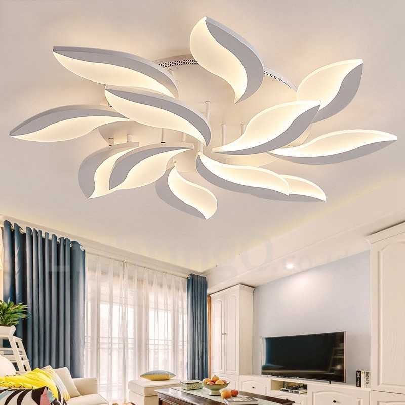 Lampadario LED integrato moderno contemporaneo 12 luci 108 W 100x15 cm