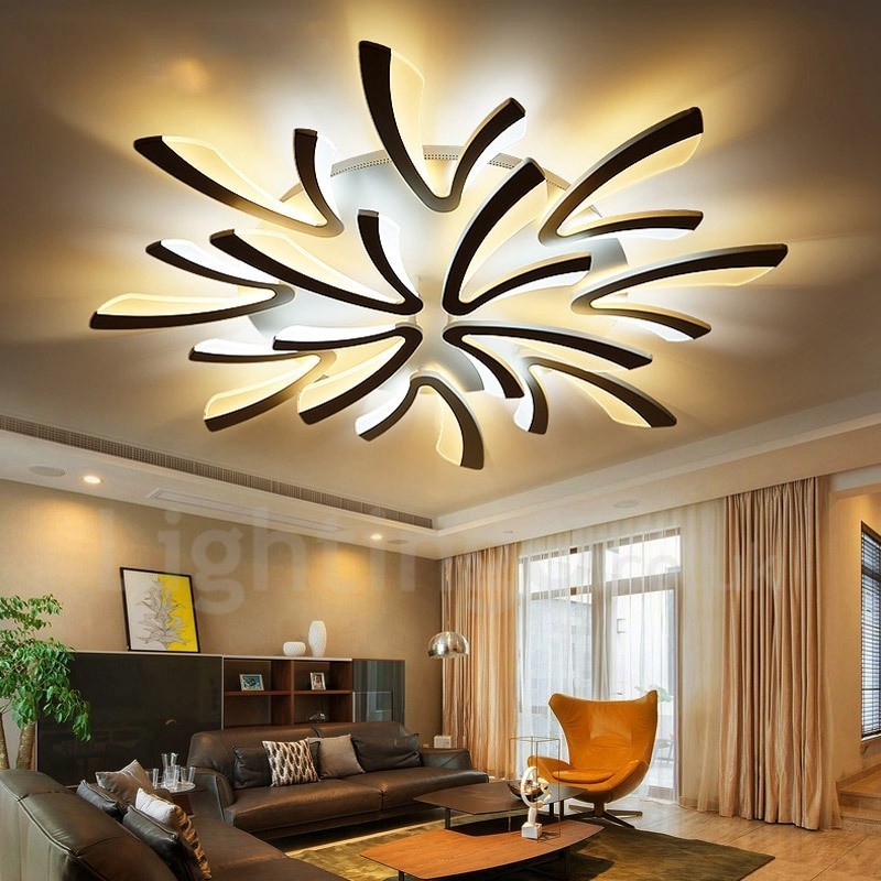Lampadario LED integrato moderno contemporaneo a 12 luci 115x15 cm