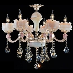 Lampadario pendente in lega di zinco con giada naturale in stile europeo