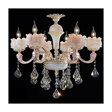 Lampadario pendente in lega di zinco con giada naturale in stile europeo