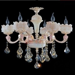 Lampadario pendente in lega di zinco con giada naturale in stile europeo