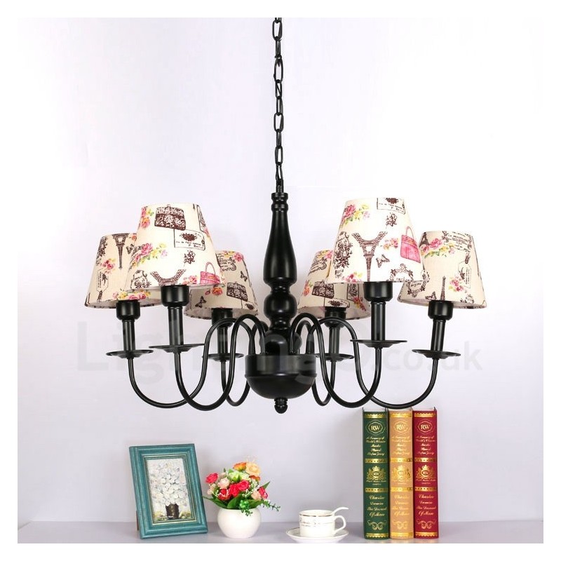 Lampadario mediterraneo in metallo con LED integrato a 6 luci 1200 × 1200 mm