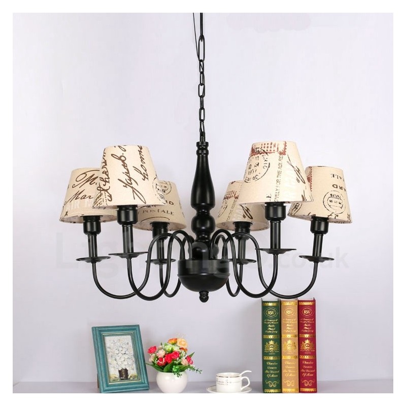 Lampadario mediterraneo in metallo con LED integrato a 6 luci 1200 × 1200 mm