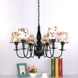 Lampadario mediterraneo in metallo con LED integrato a 6 luci 1200 × 1200 mm