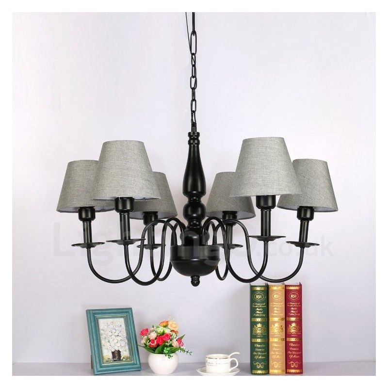 Lampadario mediterraneo in metallo con LED integrato a 6 luci 1200 × 1200 mm