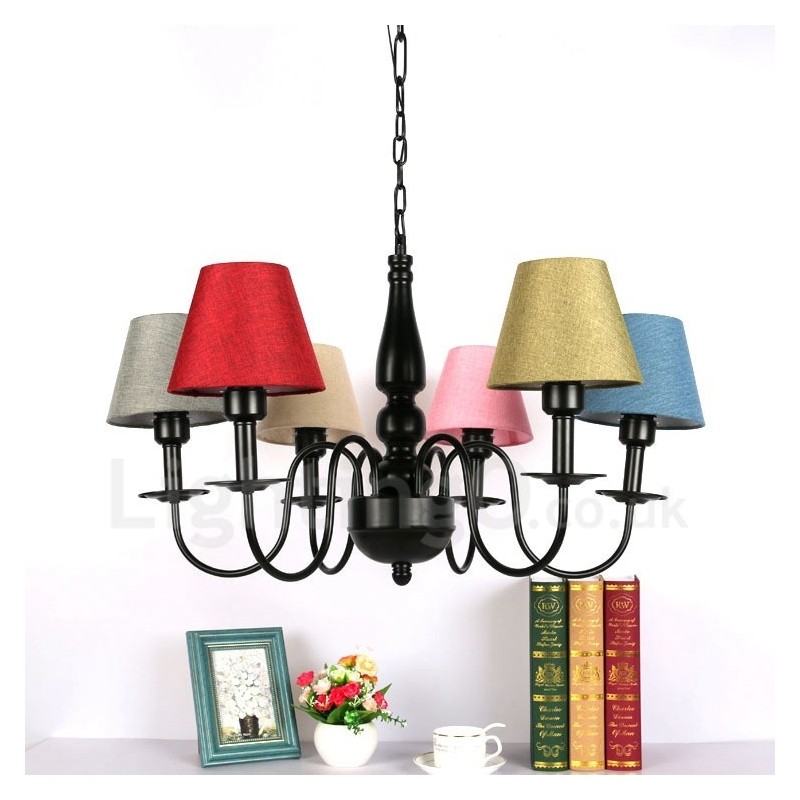 Lampadario mediterraneo in metallo con LED integrato a 6 luci 1200 × 1200 mm