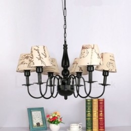 Lampadario mediterraneo in metallo con LED integrato a 6 luci 1200 × 1200 mm