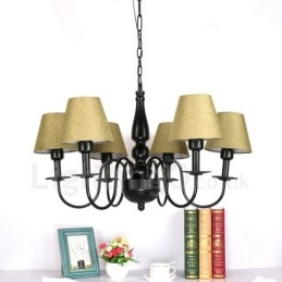 Lampadario mediterraneo in metallo con LED integrato a 6 luci 1200 × 1200 mm