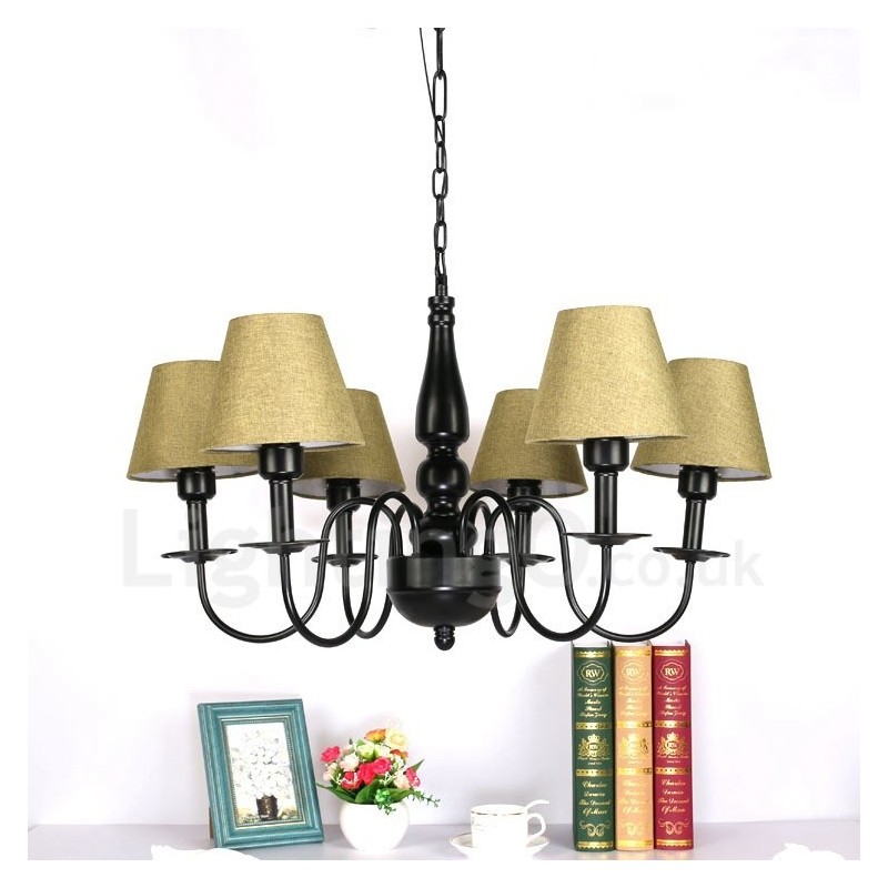 Lampadario mediterraneo in metallo con LED integrato a 6 luci 1200 × 1200 mm