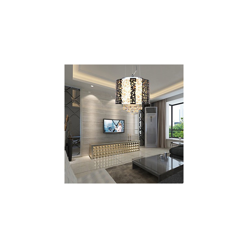 Lampadario classico Lron in cristallo, argento, 3 lampadine, catena regolabile 120 cm