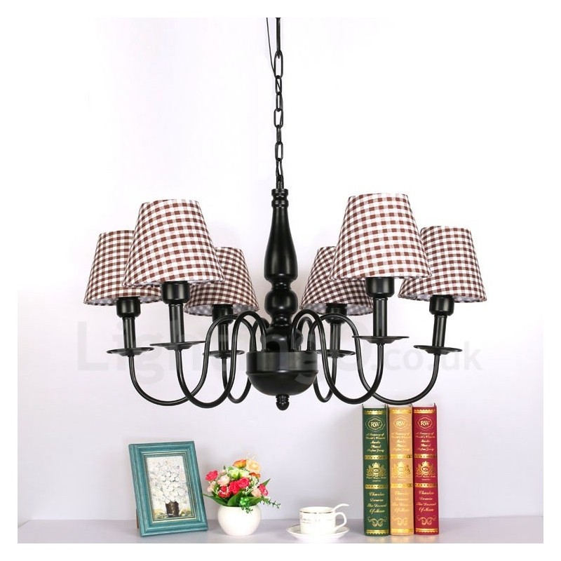 Lampadario mediterraneo in metallo con LED integrato a 6 luci 1200 × 1200 mm