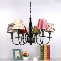 Lampadario mediterraneo in metallo con LED integrato a 6 luci 1200 × 1200 mm