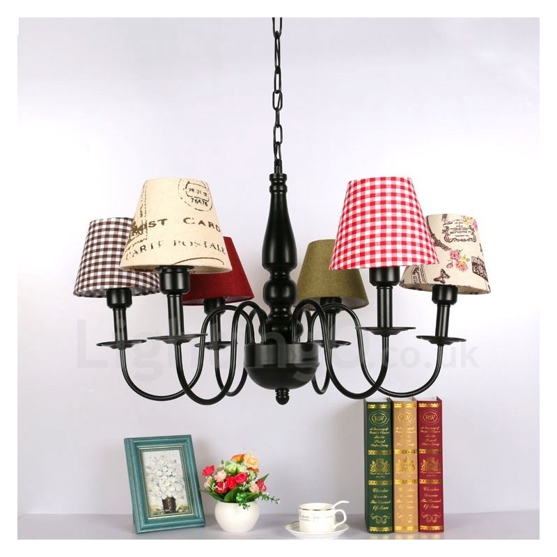 Lampadario mediterraneo in metallo con LED integrato a 6 luci 1200 × 1200 mm