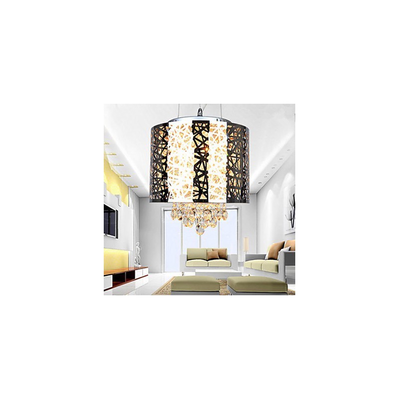 Lampadario classico Lron in cristallo, argento, 3 lampadine, catena regolabile 120 cm