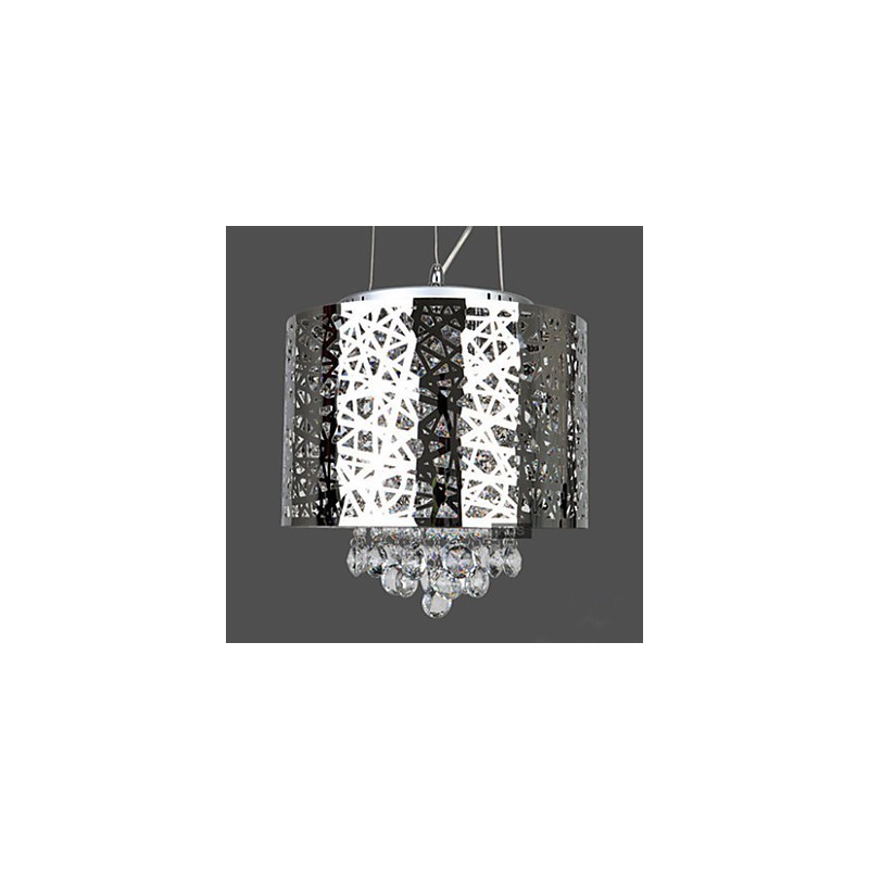 Lampadario classico Lron in cristallo, argento, 3 lampadine, catena regolabile 120 cm