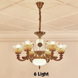 Lampadario classico in metallo con LED integrato 6 luci 70x50 cm