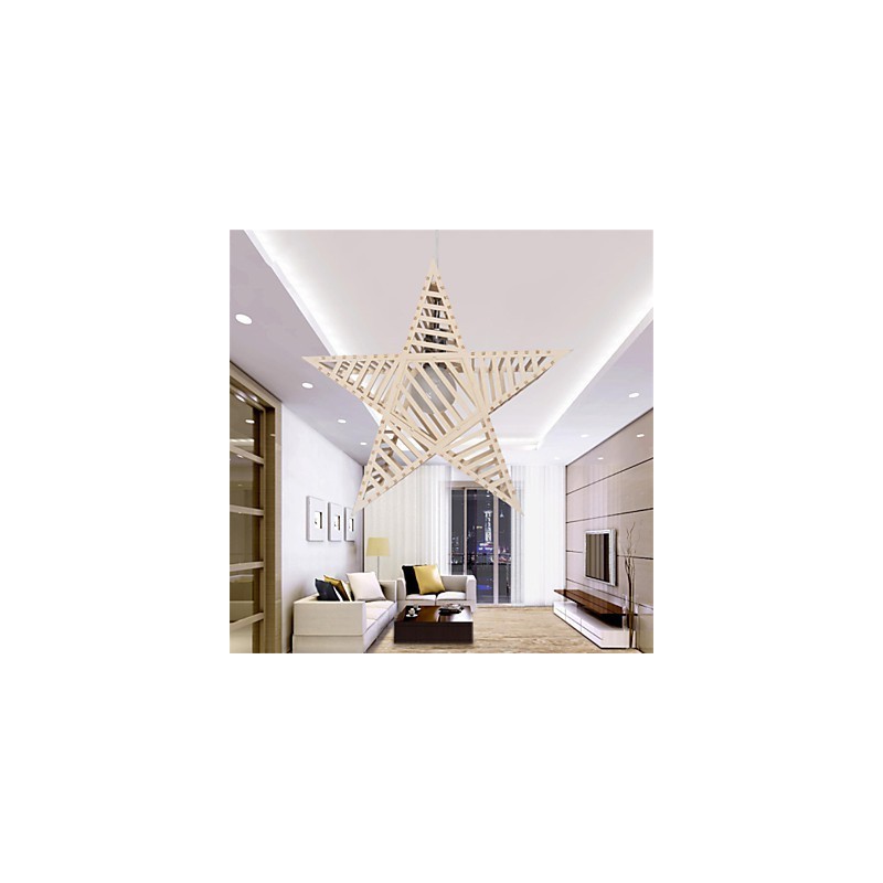 Lampadario vintage in legno con stella a cinque punte
