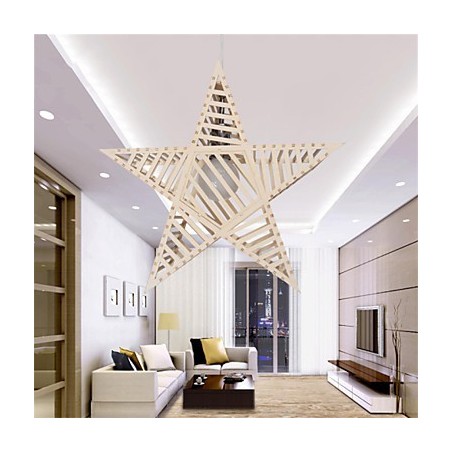 Lampadario vintage in legno con stella a cinque punte