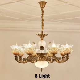 Lampadario classico in metallo con LED integrato 8 luci 80x50 cm