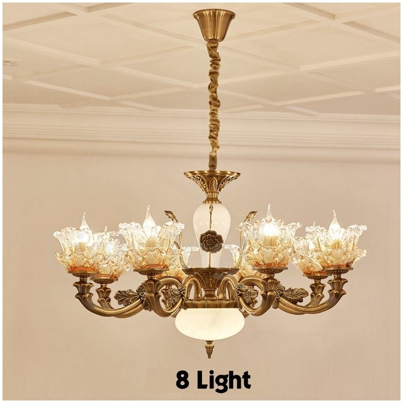 Lampadario classico in metallo con LED integrato 8 luci 80x50 cm